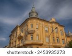 City centre in Szolnok,Hungary.Summer season.