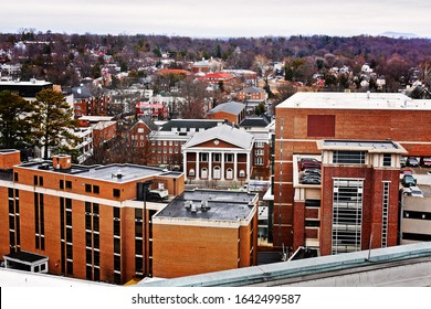 City Of Charlottesville, Virginia Looking Down From Above.