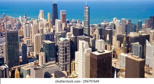 City of Chicago. Aerial view of Chicago downtown
