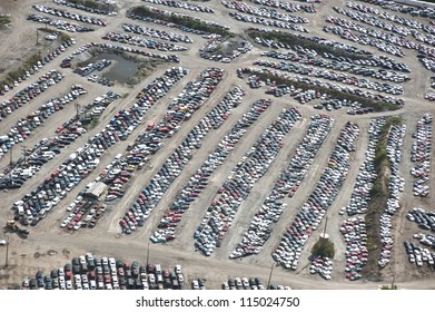 The City Of Chicago Impound Lot For Vehicles On A Cloudy Day.