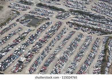 The City Of Chicago Impound Lot For Vehicles On A Cloudy Day.