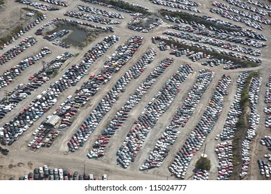 The City Of Chicago Impound Lot For Vehicles On A Cloudy Day.