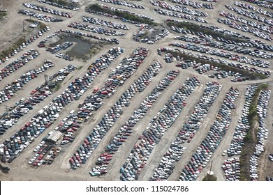 The City Of Chicago Impound Lot For Vehicles On A Cloudy Day.