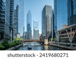 city of chicago skyline and street scenes