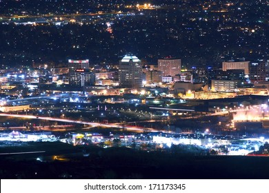 City Of Colorado Springs Skyline At Night - Downtown Colorado Springs, Colorado, United States.