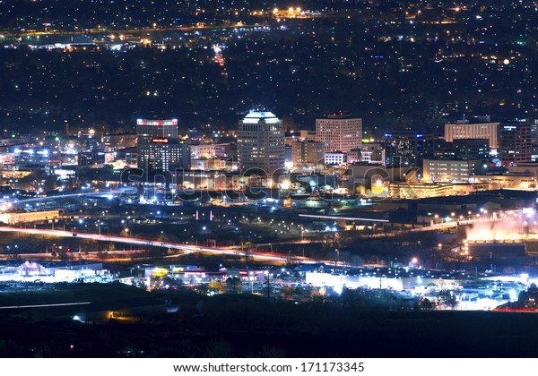 City Of Colorado Springs >> City Colorado Springs Skyline Night Downtown Stock Image City Of Colorado Springs >> City Colorado Springs Skyline Night Downtown Stock Image