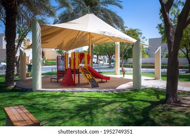 City Community Park With A Tented Playground. 