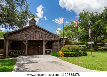 City of Davie Town Hall, historic, old west style wooden building - Davie, Florida, USA
