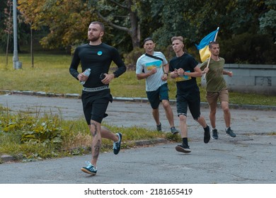 In The City Of Dnipro, A Race Was Held In Support Of The Defenders Of Mariupol. Running For Azovstal. Sports Flash Mob. DNIPRO, UKRAINE - 13 July 2022