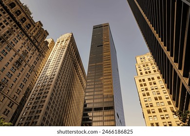 city downtown with skyscraper. office building exterior. skyscraper building architecture. skyscraper with glassy facade. modern city multistory building. skyscraper in metropolis city - Powered by Shutterstock