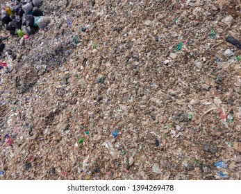 City Dump Pollution, Heap Of Garbage , Aerial View Top Down.