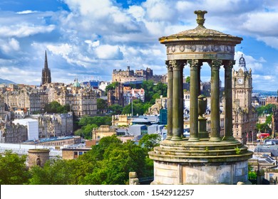 The city of Edinburgh in Scotland on a sunny summer day - View from Calton Hill