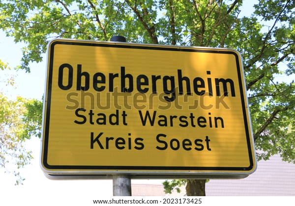 City\
entrance sign of a small town in the\
Sauerland