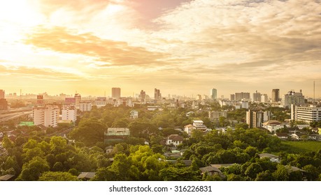 City Gardens With Skyscrapers 