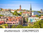 City of Gothenburg rooftops panoramic view, Vastra Gotaland County of Sweden