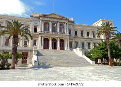 The City Hall Of Ermoupolis Town At Syros Island In Greece