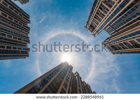 city ​​sun halo, noon, sun rays, spectacle