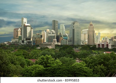 City High-rise Buildings - Urban Landscape. Asian Megalopolis - Bangkok.