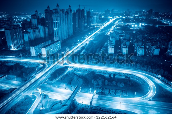 city highway\
junction at night in\
nanchang,China