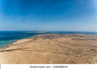 City Of Hurghada, Egypt Located On Red Sea Coast Under Control Of Red Sea Government  A Famous Tourist Destination - Aerial View 