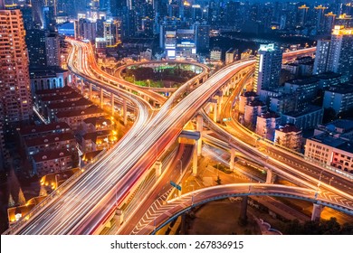 city interchange closeup at night , beautiful transport infrastructure background - Shutterstock ID 267836915