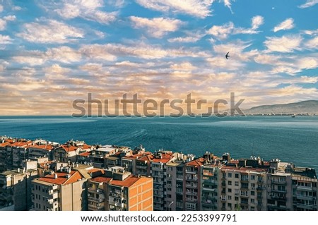City of Izmir (Smyrna), Turkey. Aegean sea. Panoramic view from the City Asansor (the elevator, Karatas, Konak)