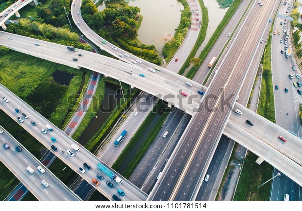 City junction X sign traffic road with car\
movement transport concept