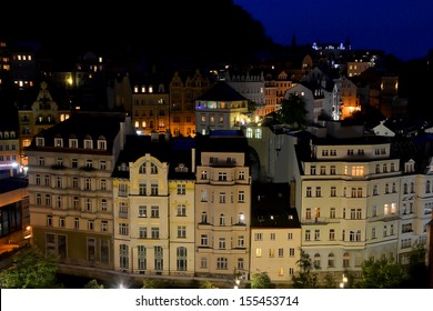the city of Karlovy Vary at night