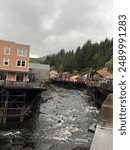 City of Ketchikan Alaska with river flowing 