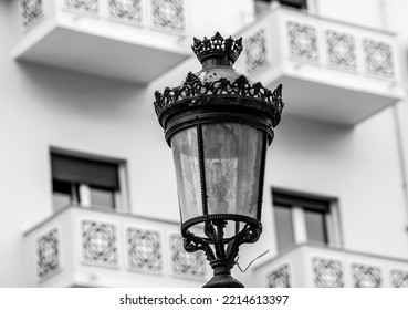 City Lamp Post. In The Centre. Symmetry. Terrace Pattern.