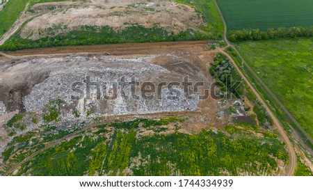 City landfill, solid waste landfill, reclamation process, aerial view