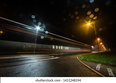 City landscape at foggy night. Long exposure. Light trails. - Powered by Shutterstock