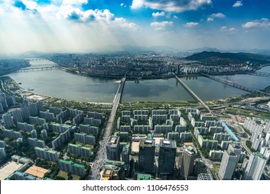 A City Landscape Of Han River From Southern Of Seoul Korea