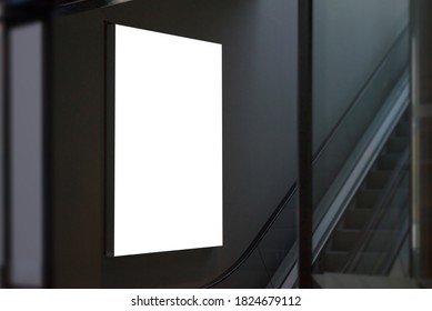 City Light Mockup Beside Escalator On Shopping Mall Wall