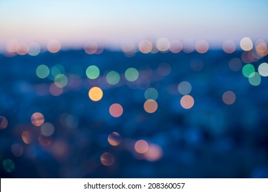 City Lights Abstract Circular Bokeh On Blue Background