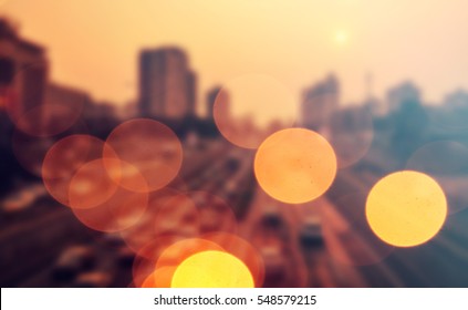 City Lights Blurred Bokeh Background
