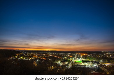 City Lights At Dawn In The Ukrainian City