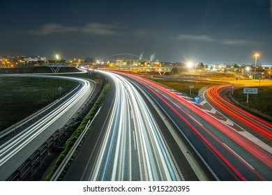 City Lights In The Roadway Of Mollet Del Vallès