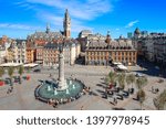 City of Lille (north of France) - Main square with belfry and "Vieille Bourse"