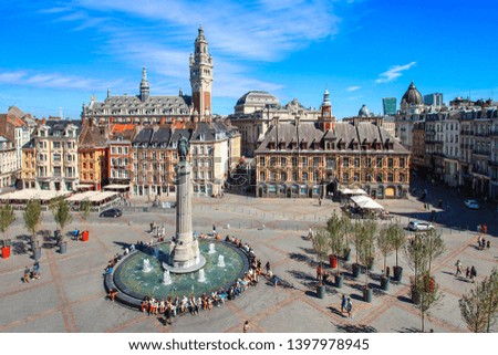 City of Lille (north of France) - Main square with belfry and 