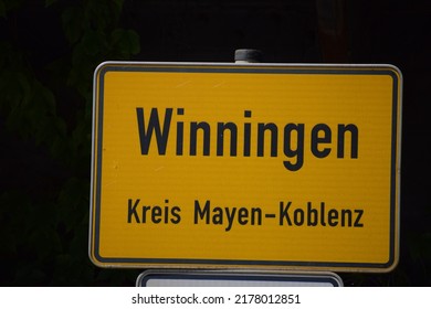 City Limits Sign Of Winnigen, District Mayen - Koblenz