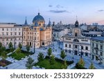 The city of Lodz - view of Freedom Square. Lodz, Poland.