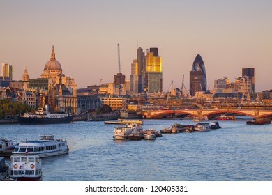 City Of London Skyline At Sunset