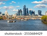 City of London skyscrapers and Blackfriars bridge over Thames river, London, UK