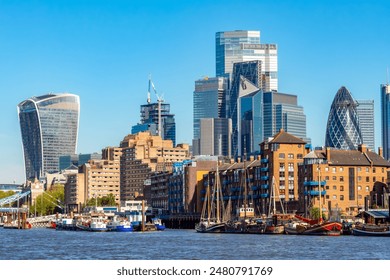 City of London skyscrapers and Thames river, London, UK - Powered by Shutterstock