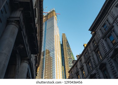 City Of London, Uk - January 17 2019: Skyscrapers In City Of London, A Mix Of Old And New Architecture.