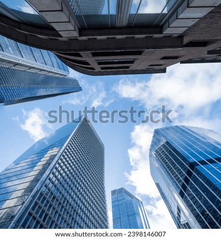 City Of London- upward view of skyscraper office buildings on Bishopsgate