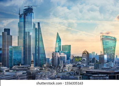 City of London view, business, banking and office area. London, UK 
