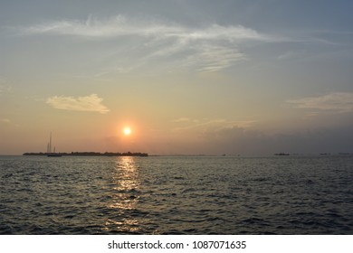 Malé City Maldives. March 4th 2018. Sunset near Villingili Island  - Shutterstock ID 1087071635