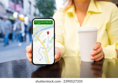 City map on mobile phone for navigation directions